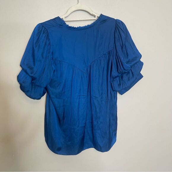 $278 Zadig & Voltaire Taste Bubble Sleeve Satin Top NWT FLAWED - Picture 8 of 12